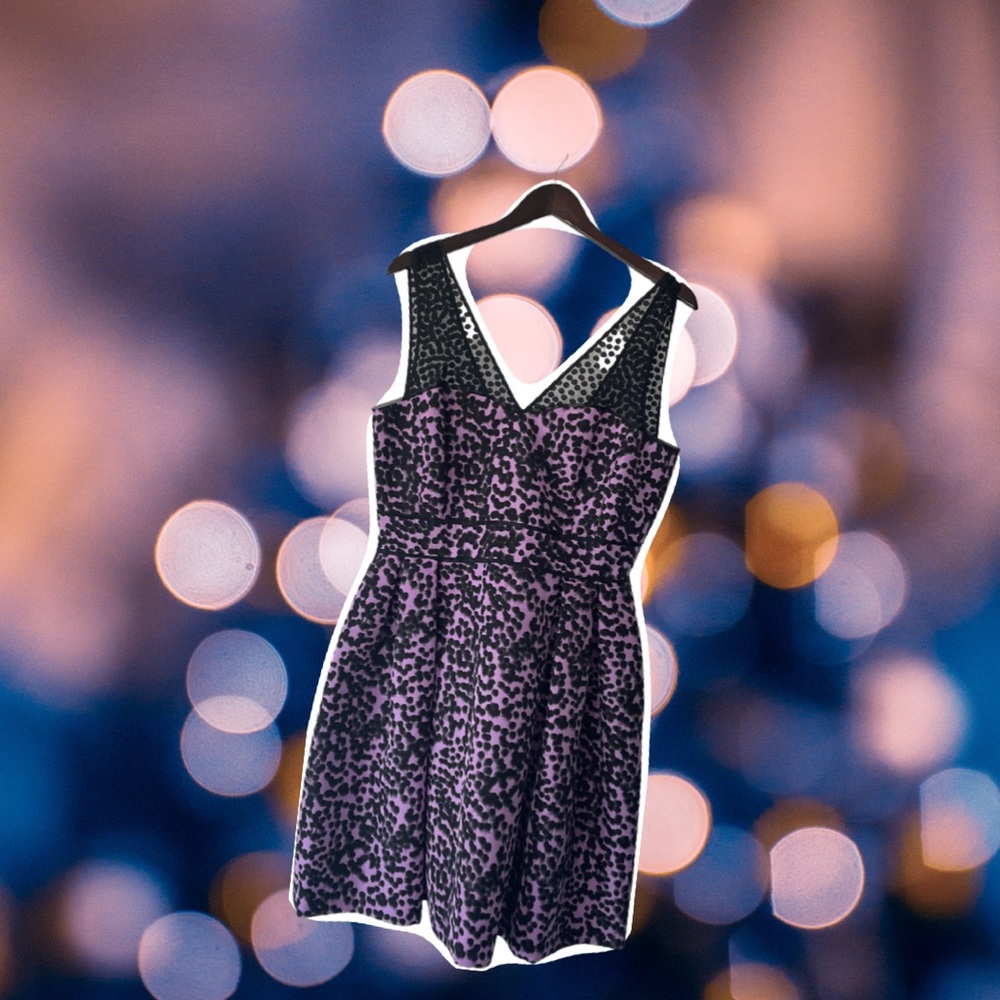 Purple & Black polka dot A-line dress